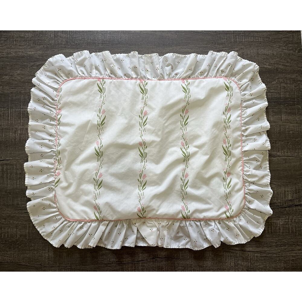 Laura Ashley Vintage Ruffle Pillow Sham Castleberry Spring Pink Floral Pattern
